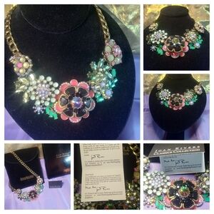 Joan Rivers Vibrant Chunky Floral Statement Maximalists Necklace with Gold Chain